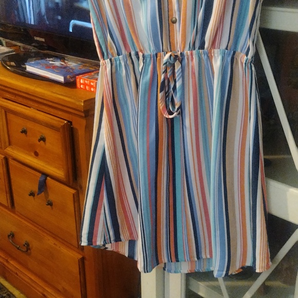 4/$20 Beautiful BeBop summer striped sleeveless collared dress-M - Picture 4 of 7